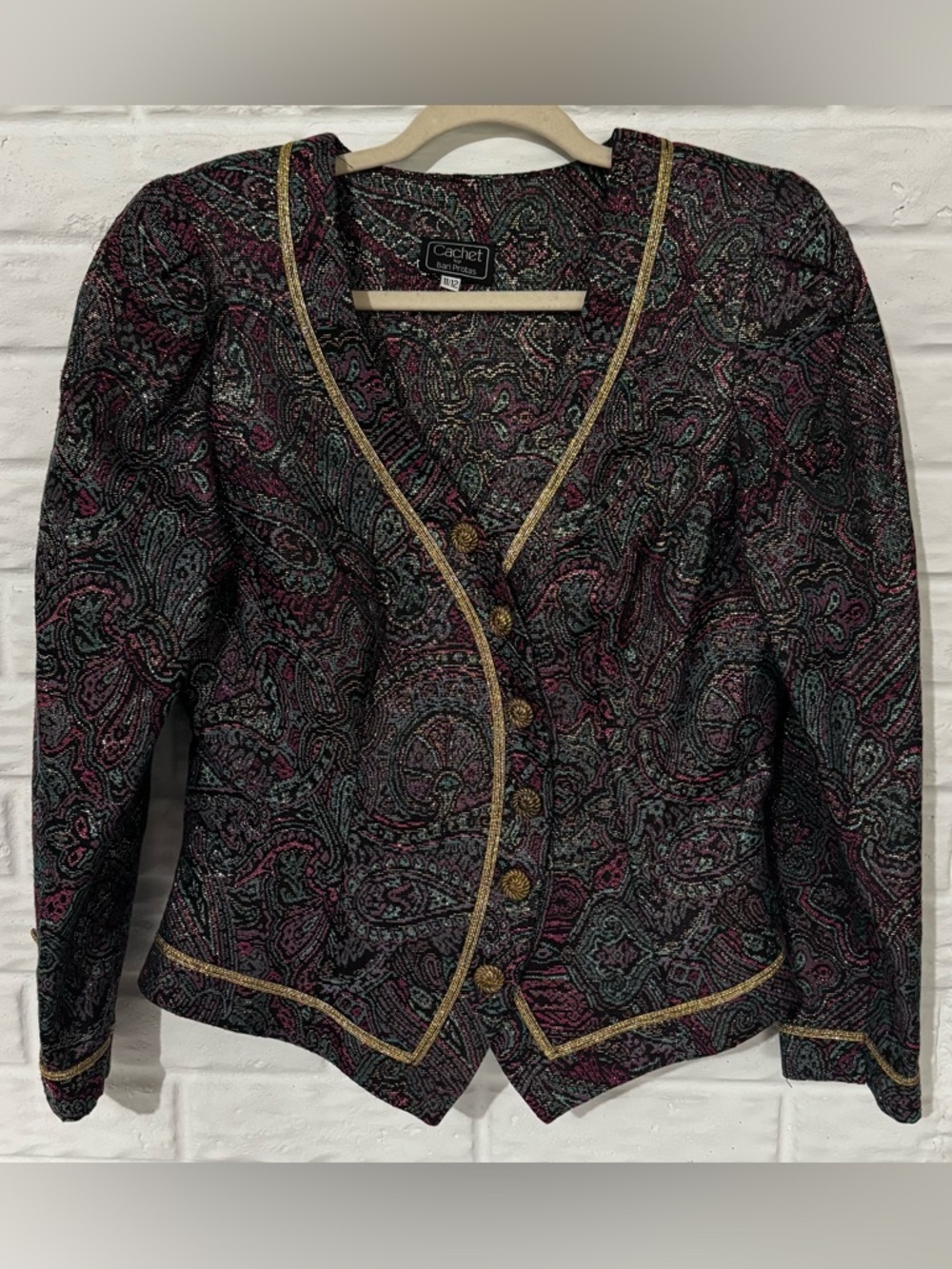 Vintage Cachet Bari Protas Bolero Woman’s 11/12 Jewel Toned Blazer Jacket Chic